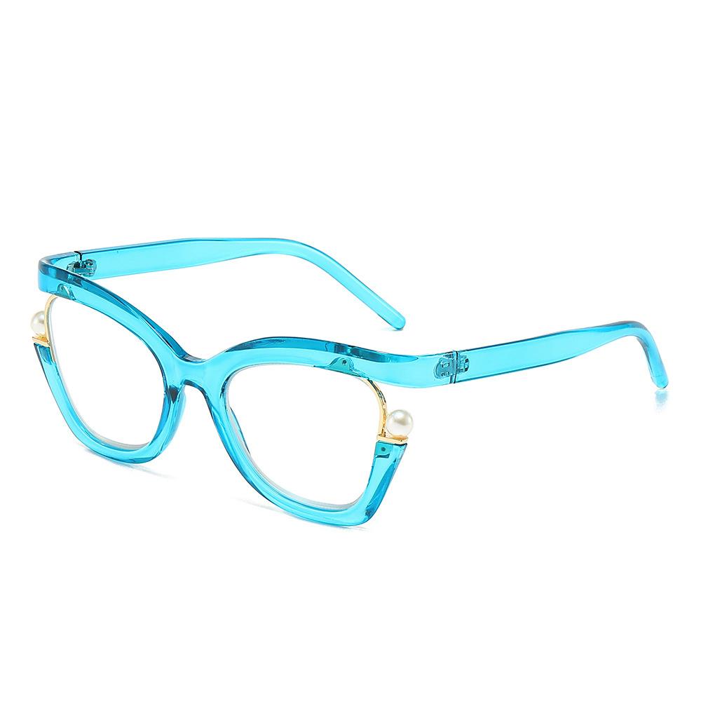 

2025 New Anti-blue Light Women s Reading Glasses Elegant Frame Personalized Colorful Pearl Decorated Glasses 8550 +100 синій