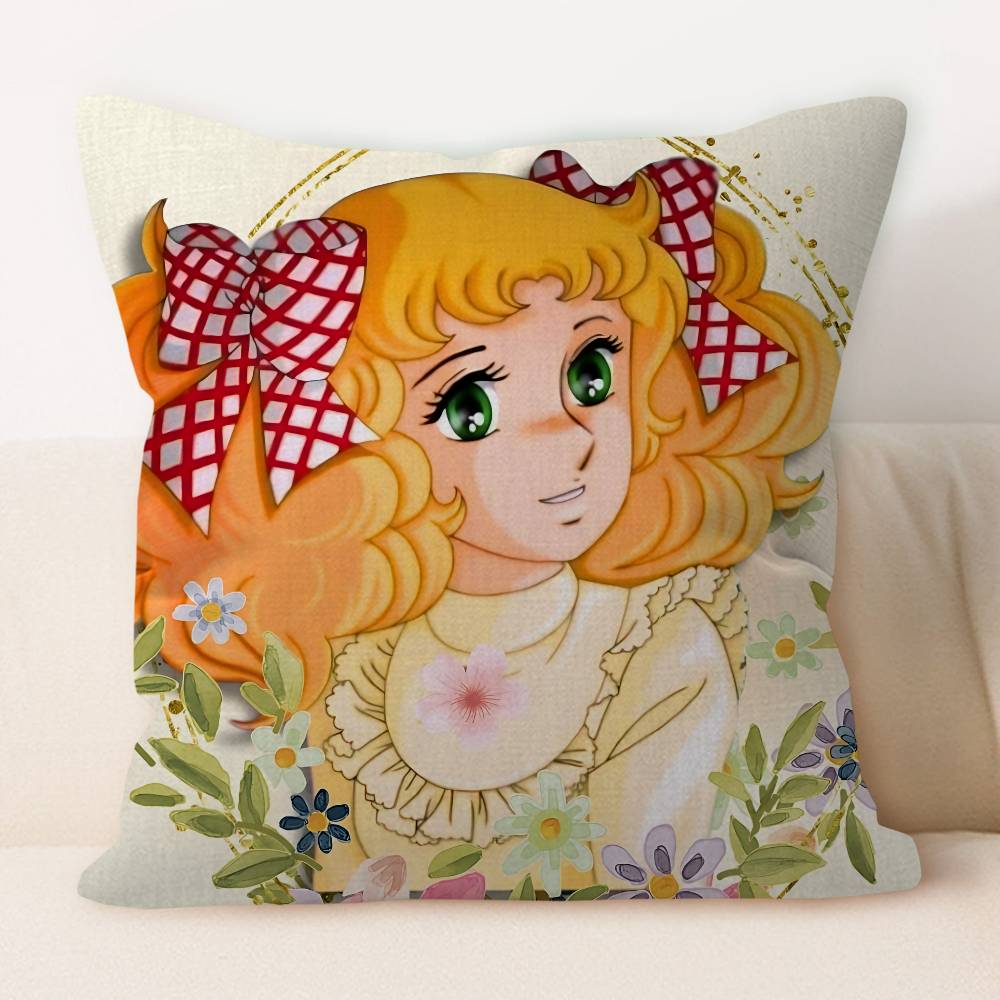 Manga Candy Cartoon Pillow Covers Cartoon Sofa Decorative Home Double-sided Printing Short Plush Cute Cushion Cover