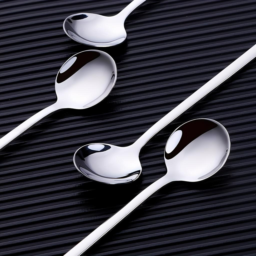 10pcs Stainless Steel Coffee Spoons, Dessert Spoons, Teaspoons, Seasoning Spoons,Suitable for Home, Cafe,Party, Kitchen Supplies