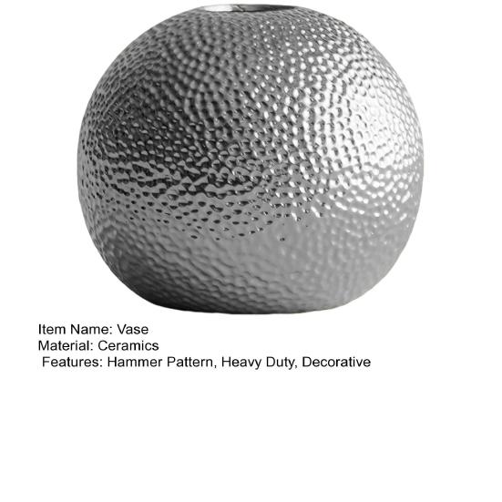 Round Ceramic Flower Vase Hammer Pattern Flower Holder Container Home Office Table Centerpiece Decorative Floral Plants Vase