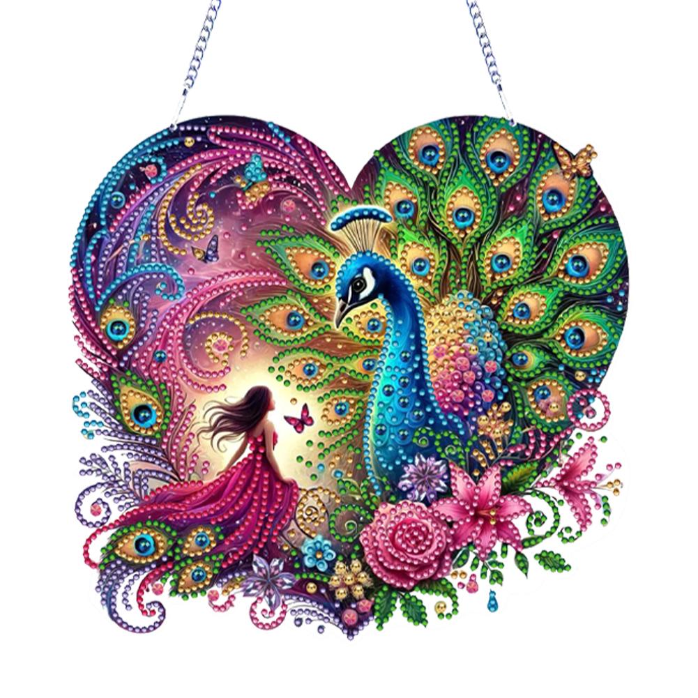 Acrylic Special Shape Love Beach Rhinestone Diamond Art Pendants DIY Diamond Art Pendant Kit Diamond Painting Hanging Pendant