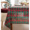 Christmas Red Grid Tablecloth White Snow Ornamental tassel Table Vintage Dining Table Cover For kitchen Party Birthday Decor