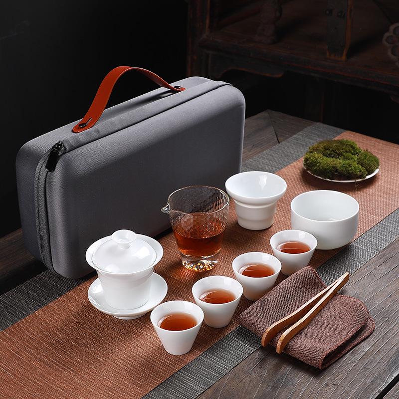 Portable White Porcelain Tea Ceremony Set: Master Training & Performance Kit