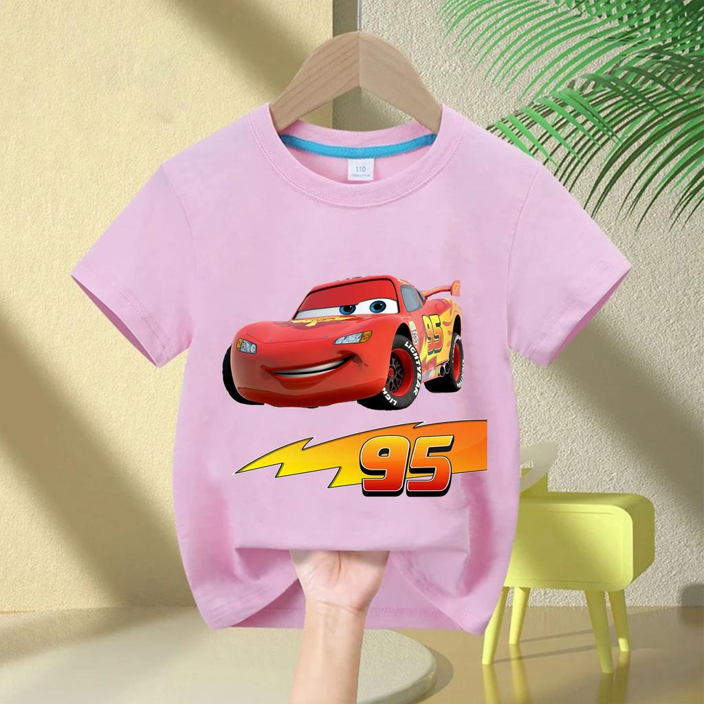 Nové Dětské Tričko z Čisté Bavlny, Cars 2026 Letní Chlapecké Tričko, Blesk McQueen, Krátký Rukáv, Unisex, Dětské Univerzální Tílko