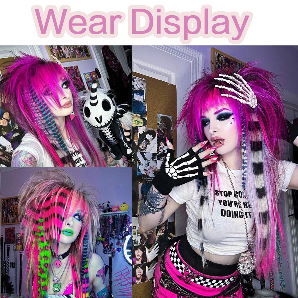 5PC Synthetic Feather Hair Extensions With Clips Heat Resistant Straight Hair Extensions Color Colored Black Hair Clip Womens 8G