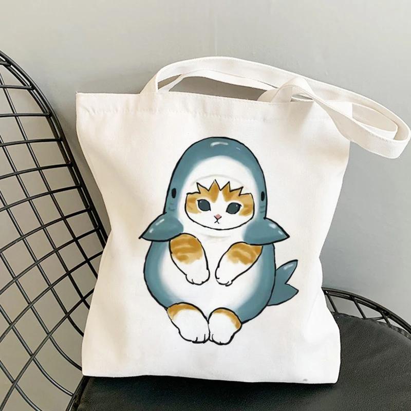 

Kawaii coelho gatos dos desenhos animados sacos de compras bolsas lona sacos de ombro mulher sacos de compras alta capacidade bolsa de praia 24*26cm