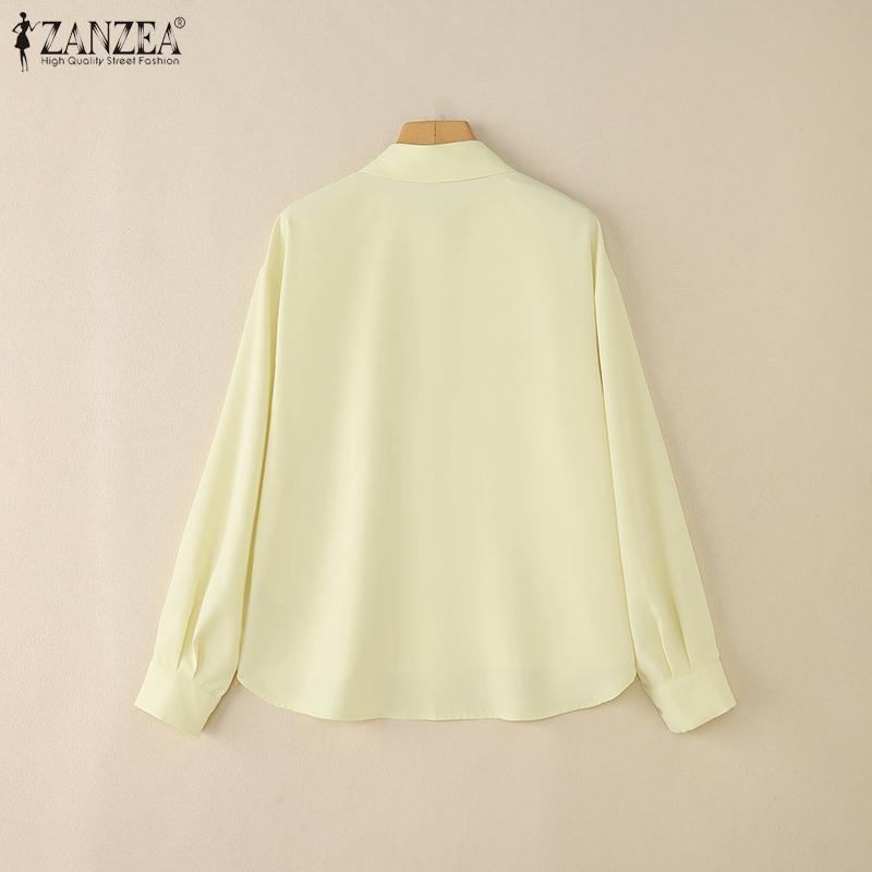ZANZEA Women Casual Turn Down Collar Loose Long Sleeve Button Blouse