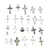 40pcs Tibetan Bronze Silver Color Pendants Antique Jewelry Making DIY Handmade Craft Small Cross Charms For Jewelry Making