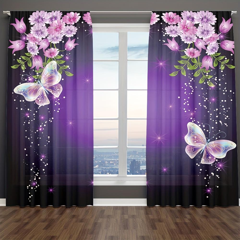 Pink Flower Floral Leaf Girl 2Pcs Kids Window Curtain Blinds For Children's Bedroom Living Room Bathroom Kicthen Door Home Decor