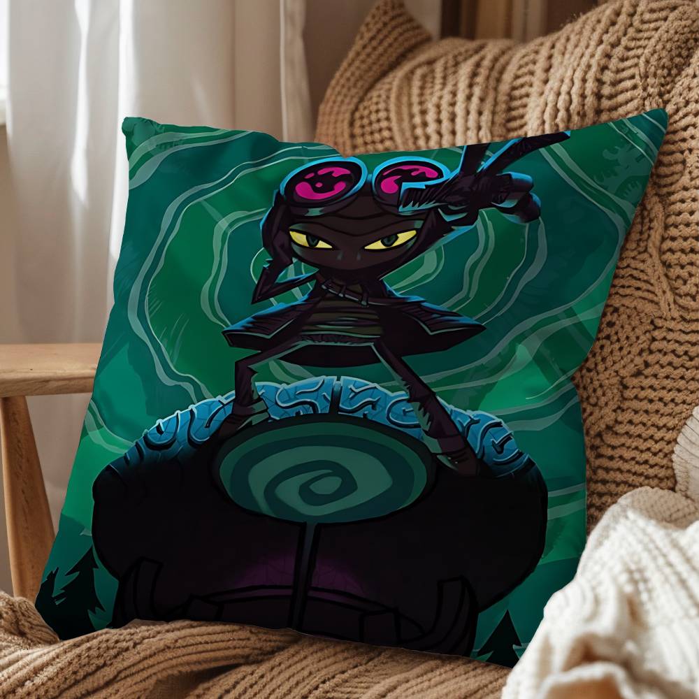 Retro Style Game Psychonauts Pillow Case Pillow Case Living Room Sofa Cushion Cover Suitable For Home Bedroom Room Decoration