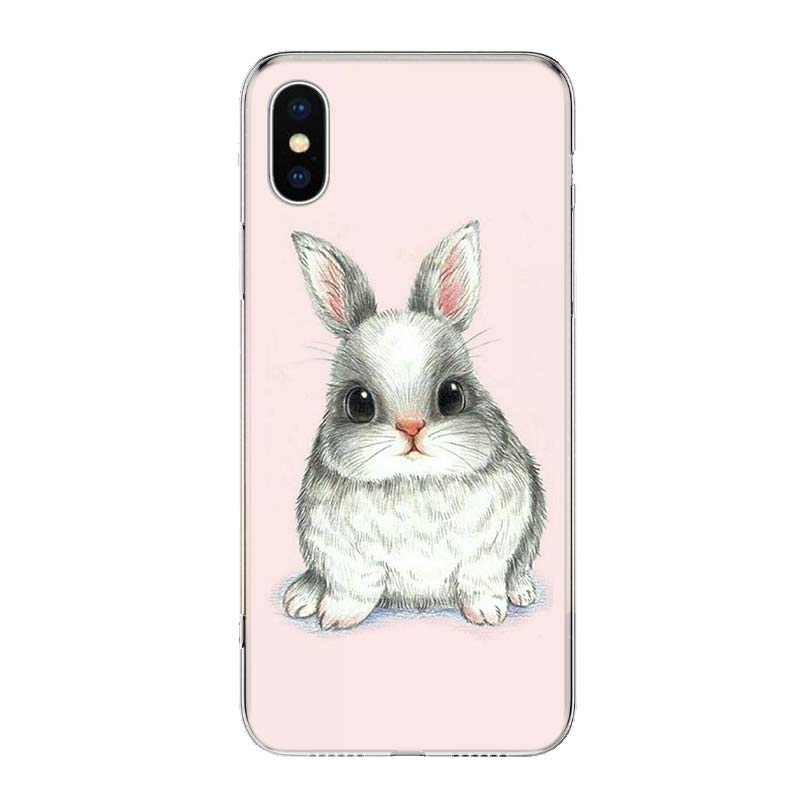 Cute White Baby Rabbits For iPhone 17 Air 16 15 14 Plus 13 Mini 12 11 Pro Max Phone Case 16E 7 Print 8 SE Fundas Cover Soft Coqu