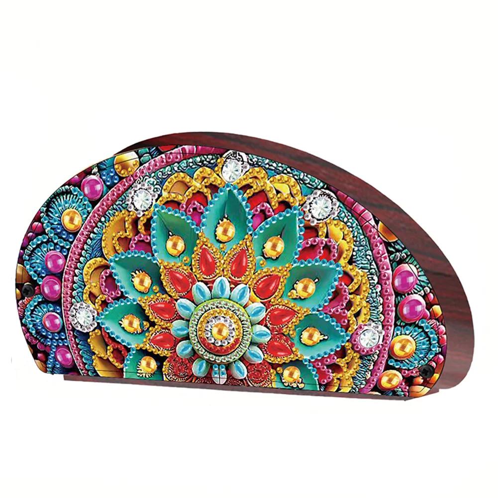 Wooden Flowers DIY Rhinestones Storage Holder Crystal Diamond Storage Shelf Diamond Painting Organizer Rack for Remote Control