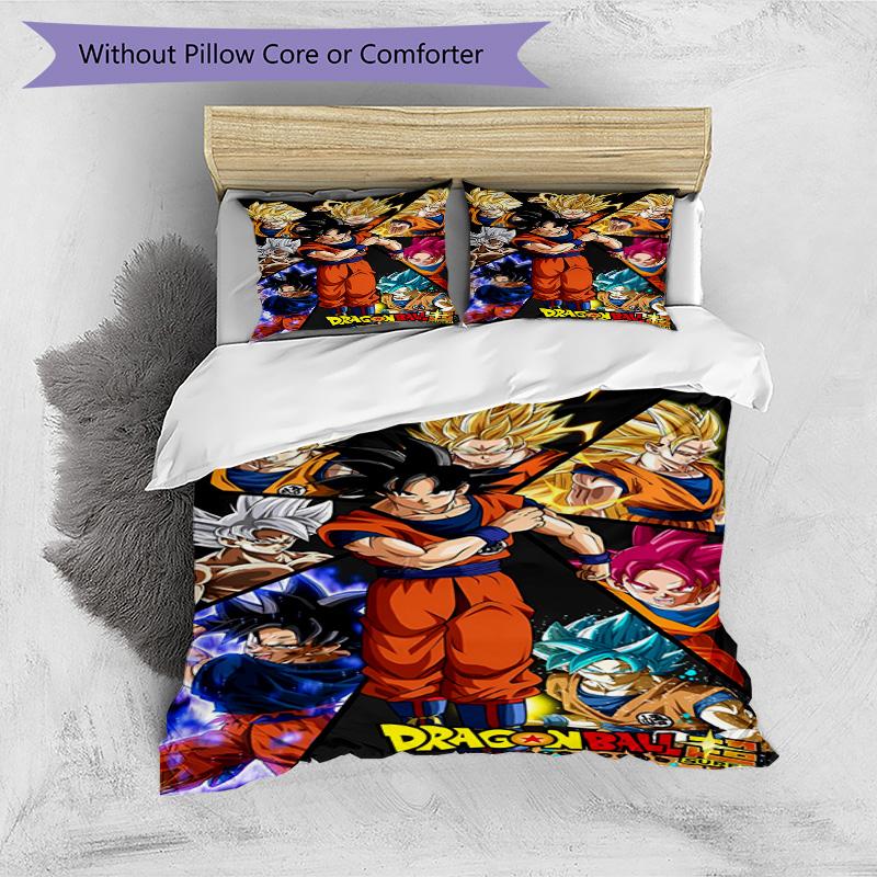 3-teiliges Bettbezug-Set (1 * Bettbezug + 2 * Kissenbezug, ohne Kern), Dragon Ball Print Bettwäsche-Set, Schlafzimmer-Dekoration, Ganzjahres, Geburtstagsgeschenk