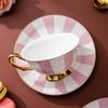 Ceramic Pink Coffee Mugs with Dish Teacup Office Drinking Mug Exquisite Afternoon Tea Cups Set Kitchen Home Drinkware Water Cups