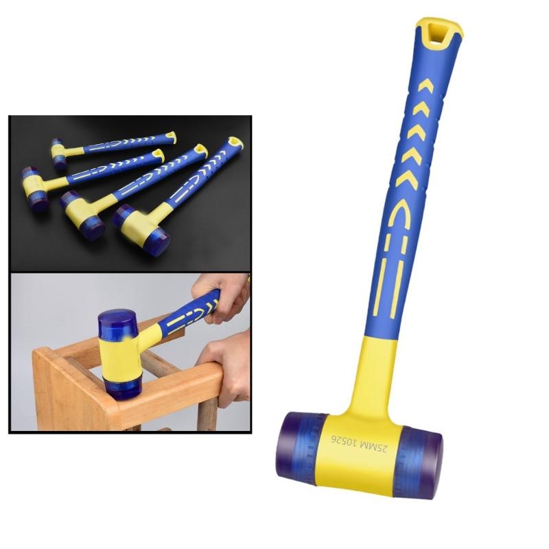 Rubber Hammer Double Face Glazing Window Nylon Hammer Integrated with Round Head Nonslip Handle Hand Tool Accessories