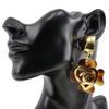 Chanel COCO Mark Herz Ohrring Klee Vintage Braun Vergoldet/Kunststoffherz 36g Damen Gebraucht