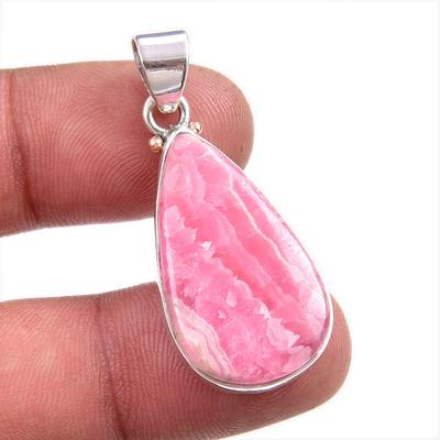 Natural Rhodochrosite Gemstone 925 Solid Sterling Silver Gift Pendant 1.50" I4w20