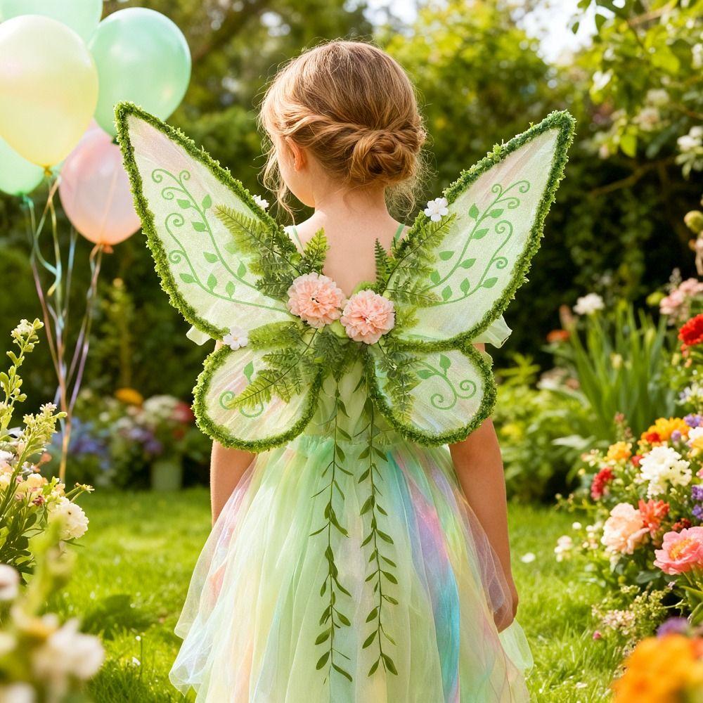 Flower Crown Forest Fairy Wings Set Butterfly Wings Accessories  for Party Easter Photoshoot