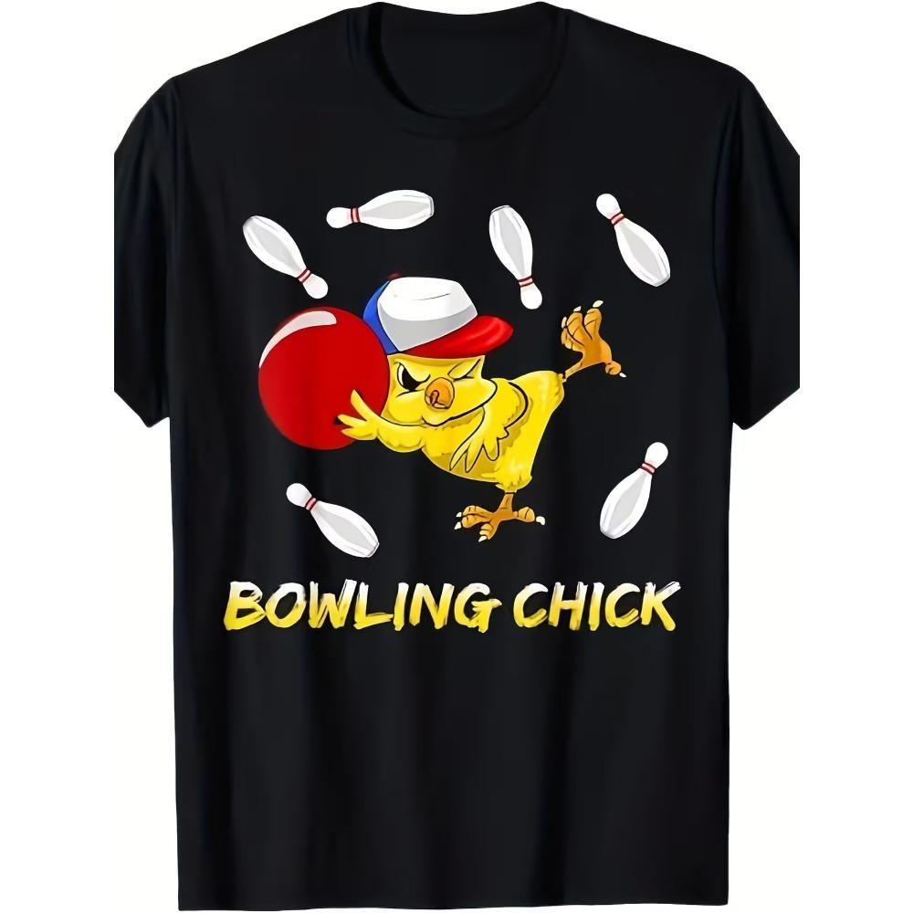 T-shirt per bambini con stampa di pollo cartone animato e banana, girocollo, manica corta, casual, sportiva, alla moda, abbigliamento per ragazzi e ragazze, top