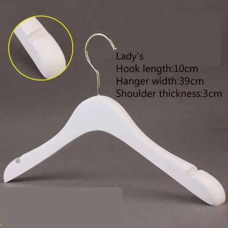 5PCS White Lady Garment Hangers White Wooden Store Chothing Display Hanger Golden Hook Korean Version Custom Logo Engraved
