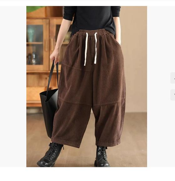 Žena Zimní Vintage Splicing Jednobarevné Bavlněné harémové kalhoty Pružný pas Čínský styl Ležérní kalhoty