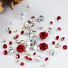 1pc Red 3D Alloy Rose Flower Nail Rhinestone Decoration Mix Simulation Pearls Charms Nail Accessories Valentine Manicure Supplies