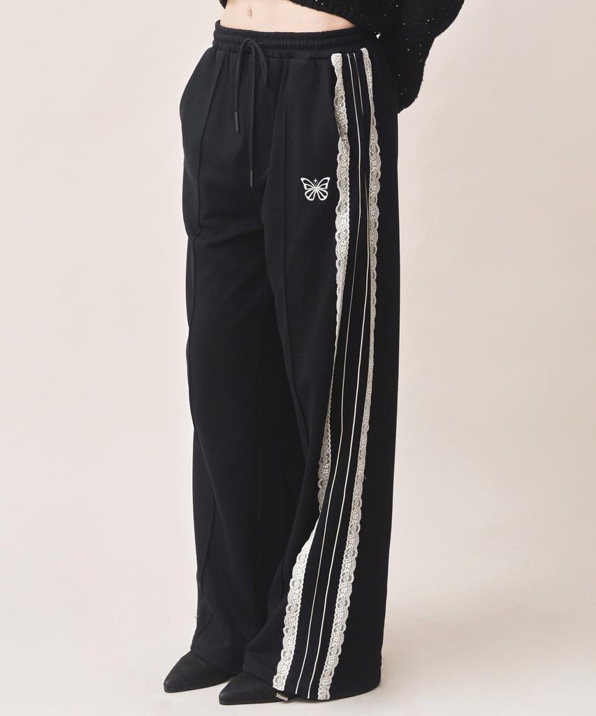 Nigaennikol Butterfly Lace Sweat Pants_Black