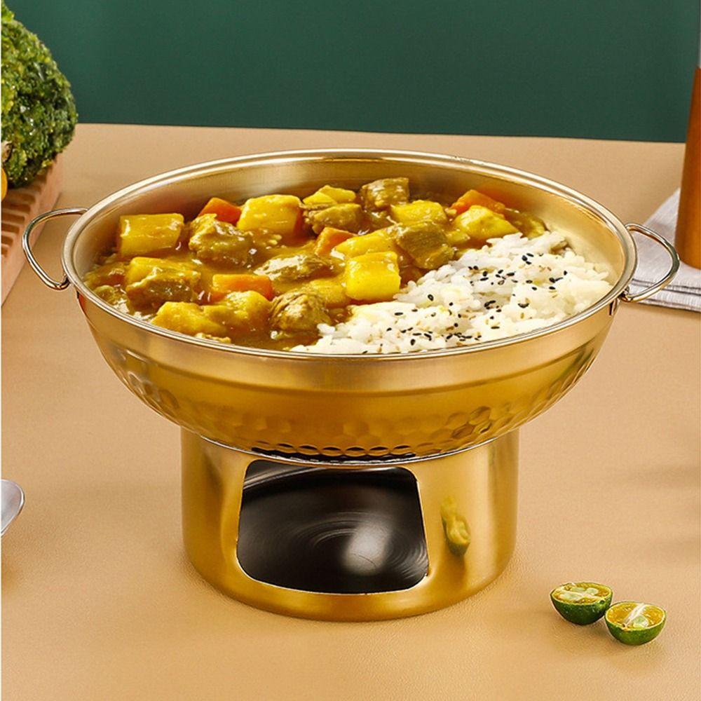 Fast Heating Stainless Steel Hot Pot Thickened Dessert Holder Double Ears Hot Pot  Food Serving