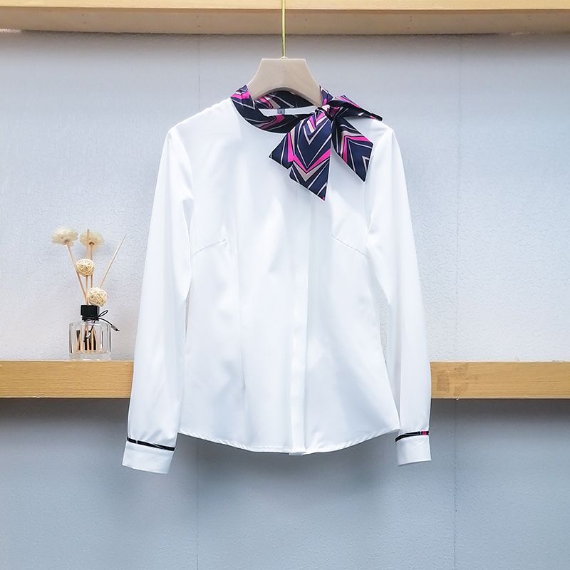 

Рубашка с длинным рукавом Модная Стильная Стюардесса Отель Рабочая одежда White purple collar shirt S