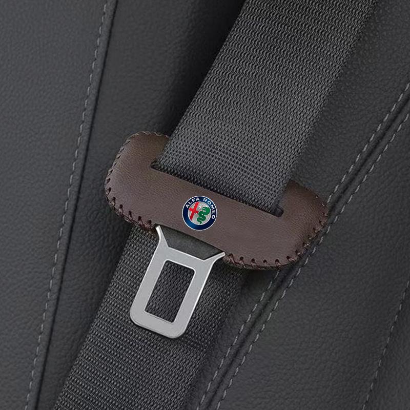 Hub Caps 2pcs Car Seat Belt Buckle Cover Leather NDGXDE Protector Anti-collision Case For Alfa Romeo Mito Brera 147 Giulietta Sportiva