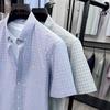 Men's 100% Cotton Plaid Short-Sleeve Casual Shirt