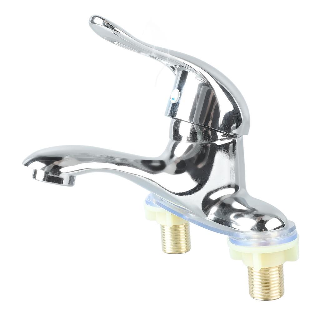 Durable Alloy Sink Faucet 2 Hole Hot Cold Water Mixer Tap Single Handle Deck Mounted Faucet Hotel