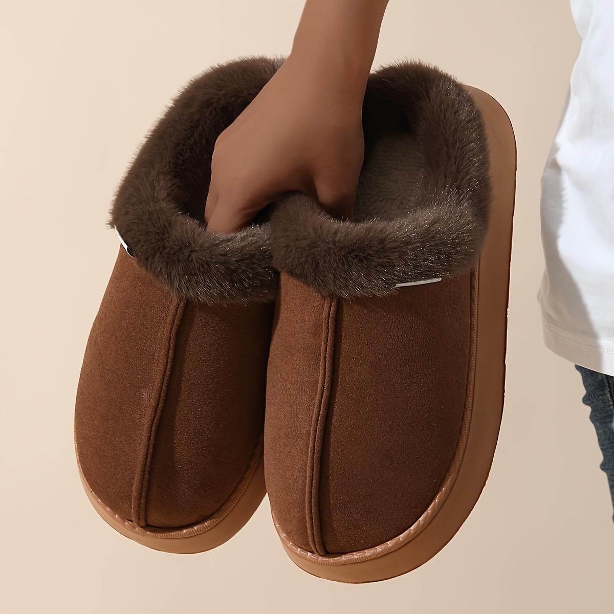

Удобные и модные домашние тапочки с коротким ворсом для тепла во рту на осень и зиму 40-41 темно-коричневого