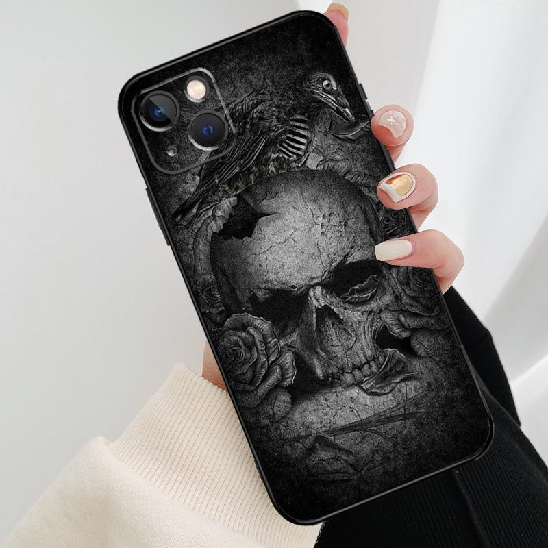 Crow Raven Dark Skull Phone Case For iPhone 17 Pro Max 16 15 14 11 12 13 Pro Max mini 15 16 Plus 16e 17 Air Cover