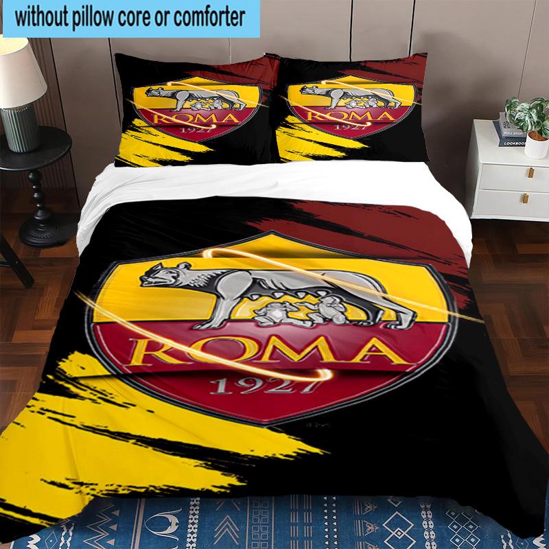 Set Biancheria da Letto Stampato 3 Pezzi Wolf Football Club Roma Copripiumino Chiusura Include 1 Copripiumino & 2 Federe Set Biancheria da Letto Arredamento Casa Regali