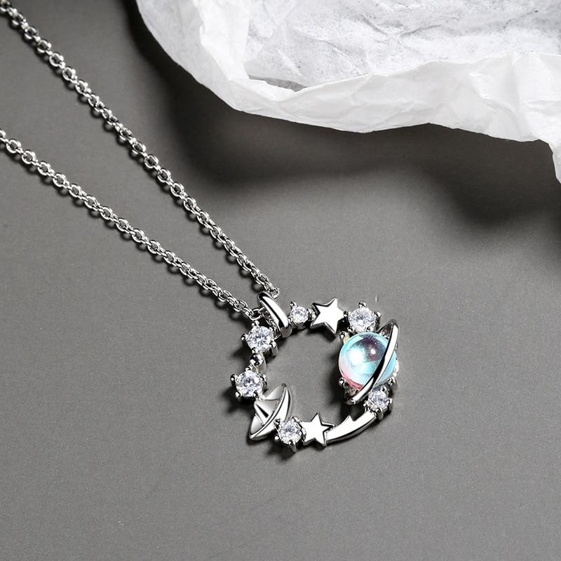 925 Sterling Silver Colorful Star Pendant Necklaces For Women Luxury Original Fantasy Choker Necklace Fashion Jewelry