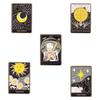 Ölgemälde 3-5 Stück/Set Emaille-Pins Tarotkarten Nachthimmel Schwarze Katze Broschen Anstecknadel Punk Gothic Schmuck Geschenk für Freunde