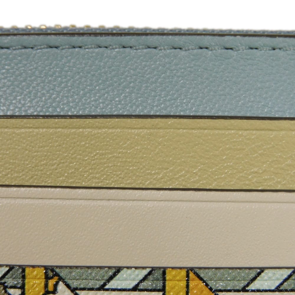 Used Robinson Fragment Case 10833, 79423, 7943, Saffiano Card Case with Double T Logo, Multicolor, Unisex from Japan