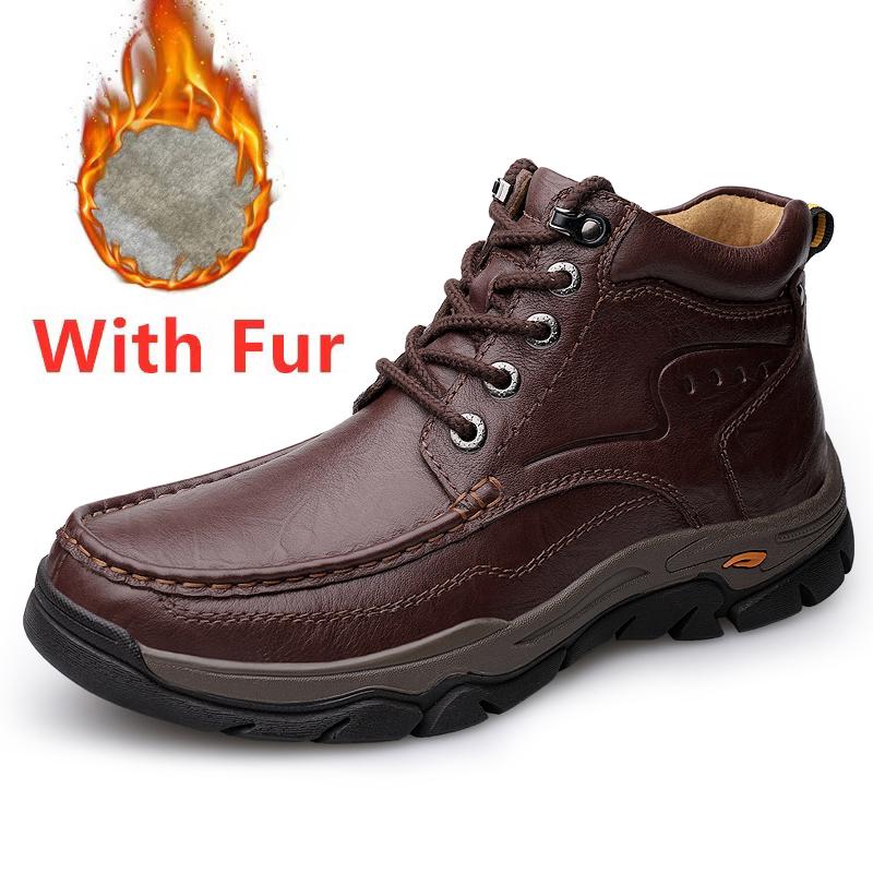 Luxury Men Autumn Winter Shoes New High Top Ankle Boots Outdoor Walking Snow Boots High Quality Winter Plush Man Motocross Botas