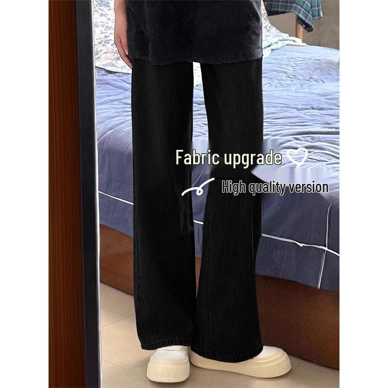 

Женские ретро синие джинсы широкие от бедра на флисовой подкладке - Большой размер, Высокая посадка, Стройнящий свободный крой для фигуры типа «груша» S