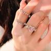 Pink Diamond Heart Opening Ring, Niche Design Thorn Ring, Women'S Personalized Layered Light Luxury High-End Ring