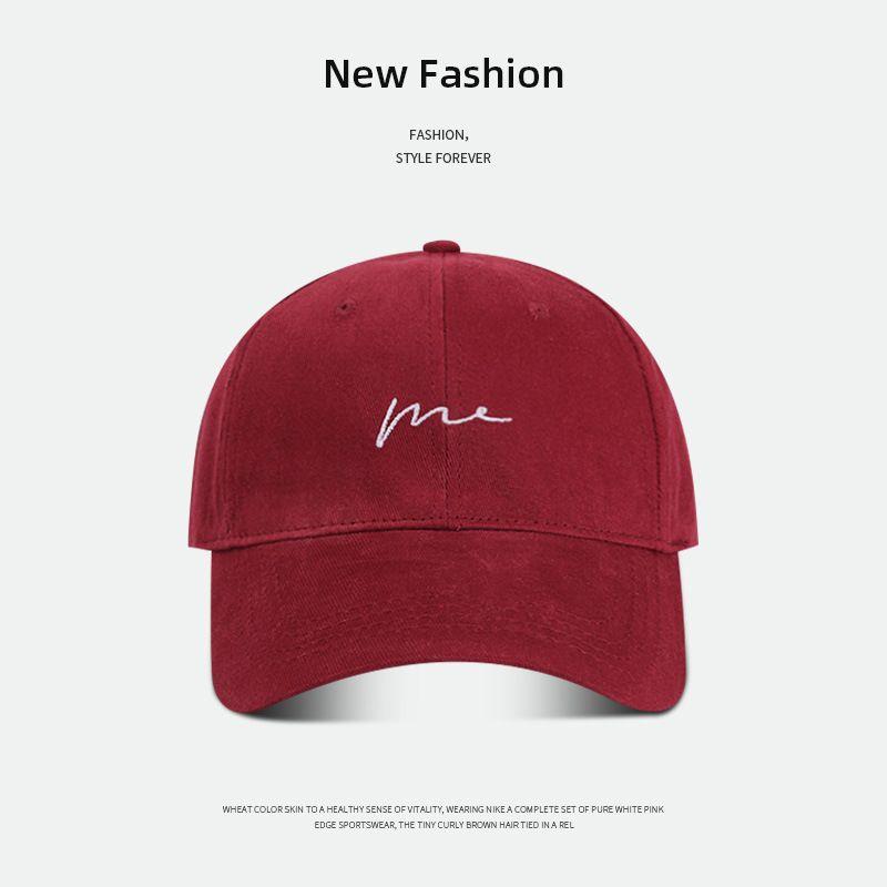 

Zichun Summer Simplicity Embroider Baseball Cap Female Easiest for Match Curved Brim South Korea Big Head Circumference Japanese Style Peaked Cap Tide Pen Cap-Wine Red One size