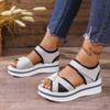New Large-sized Thick-soled Sandals, Women's Flat Velcro Beach Shoes