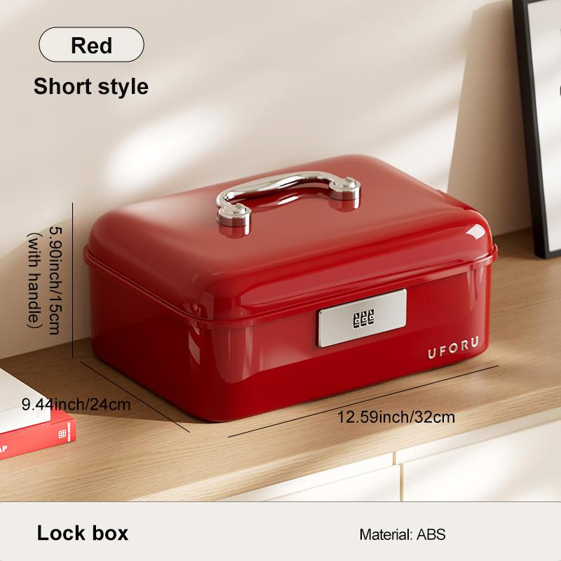 

UFORU Password Lockable Storage Box with Handle, Double Layer Large Capacity Organizer, Sturdy Security Bin for Home Office
