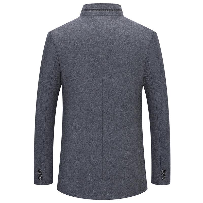 Men's Stand-up Collar with Cotton Woolen Coat Men's Business Wool Coat Non-ironing Fashion Woolen Men's Coat