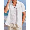 Summer New Men's Textured Solid Color Shirt Man Short Sleeved Casual Loose Shirt