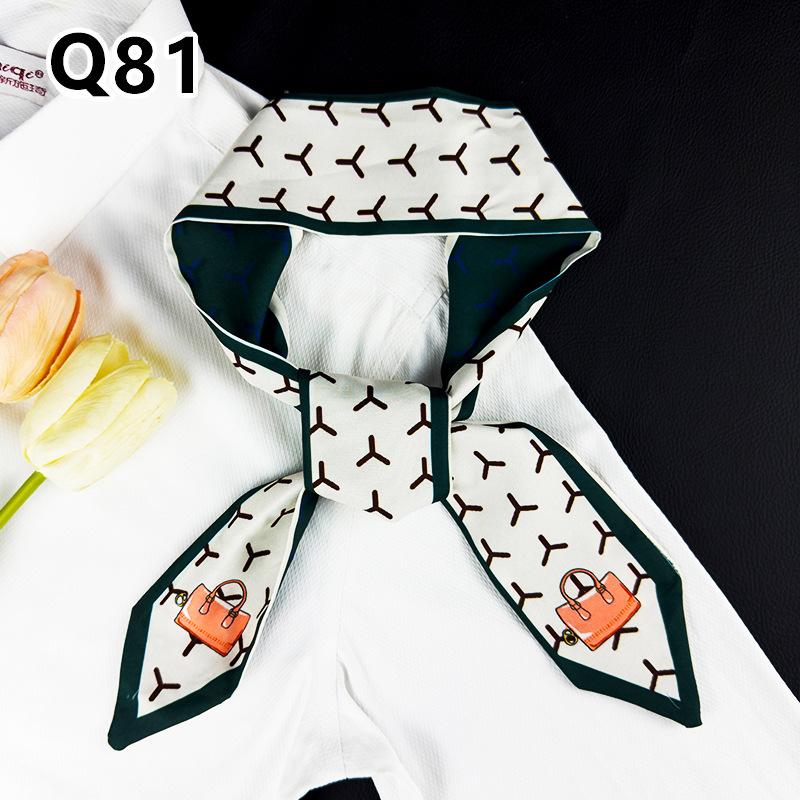New Long Versatile Silk Scarf Tied Hair Band Bow Letter Floral Streamer Tied Bag Gift Small Silk Scarf