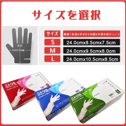 SANYU Nitrile Gloves, Disposable White, 0.08mm Thick, Powder-Free, Food Sanitation Law Compliant, 100/300/500/1000 Count (M, 1 Box of 100)