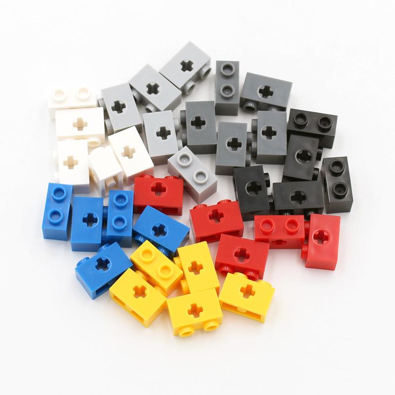 Non-Toxic 120Pcs Technology 32064 Brick 1X2 With Axle Hole Thick Model Building Blocks Compatible Accessories Parts Mechanical Science