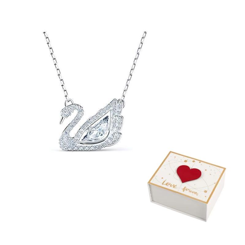 Swarovski Crystal embellished Logo Pendant Chain F-white gift box белый
